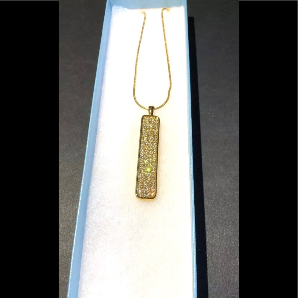 Touchstone Crystal Golden Pave Pillar Necklace.